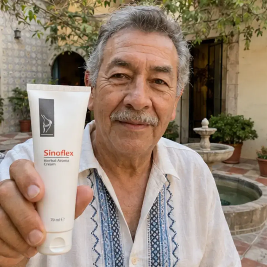 Hombre con Sinoflex en un patio de Oaxaca